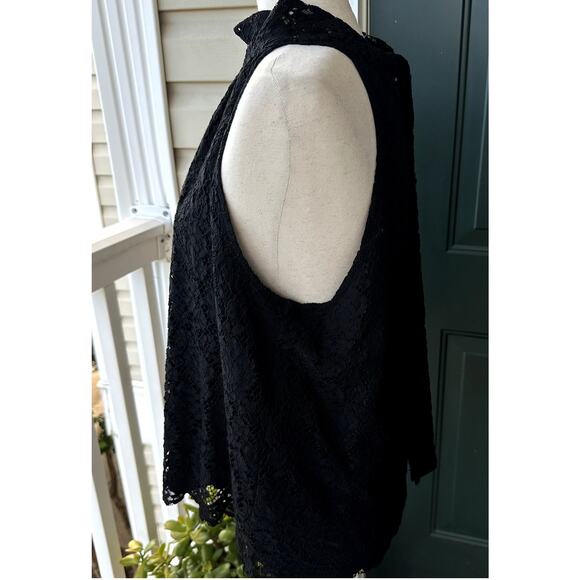 J. Crew Lace Halter Tie-Back Top Sz L Black Preppy Classic Dressy Whimsygoth - Picture 2 of 5